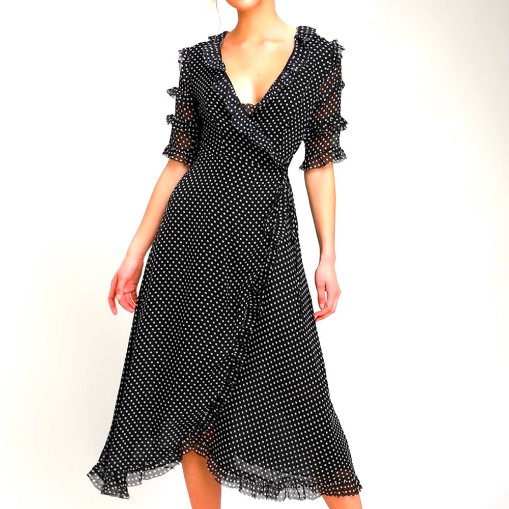 Lulus Polka Dot Wrap Dress Sz. Large